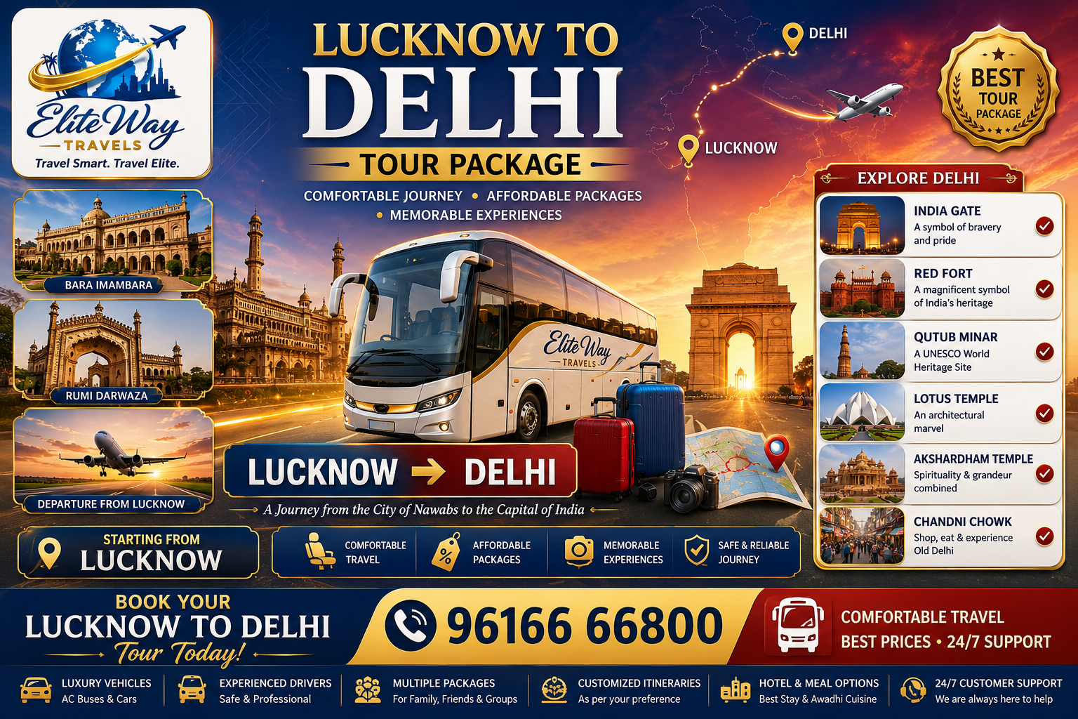 Lucknow to Delhi Tour Package